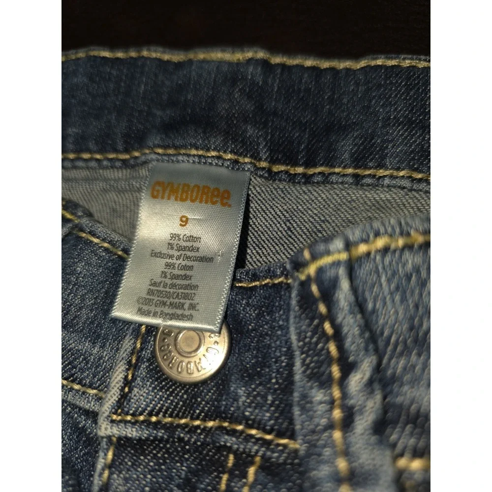 Gymboree bright owl denim jeans size‎ 9 yellow flowers